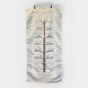 Tree of Life Navajo Style Rug Tapestry Folk Art Southwestern Blue Cream 26"x54"